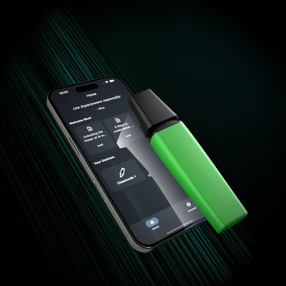 Bluda Cheatcode Przegląd produktu - AI Textmarker 2 Bluda Cheatcode Textmarker ze smartfonem